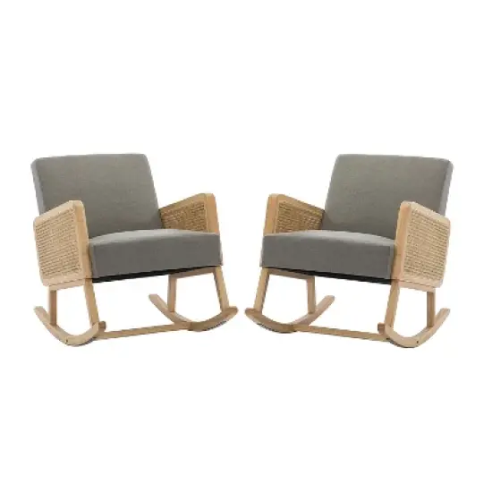 Set of 2 Adena Rocking Accent Chair with Rattan Arms | Karat Home image {12}