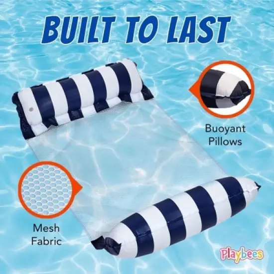 Playbees Hammock Pool Float - Blue - 1 Pack - Comfortable and Durable Floating Hammock for Relaxation in Pools, Lakes, and Beaches image {4}