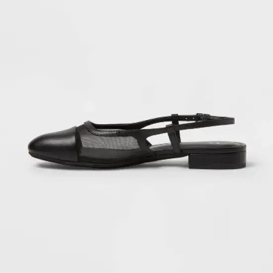 Women's Evelyn Mesh Slingback Ballet Flats - A New Day&trade; Black image {1}