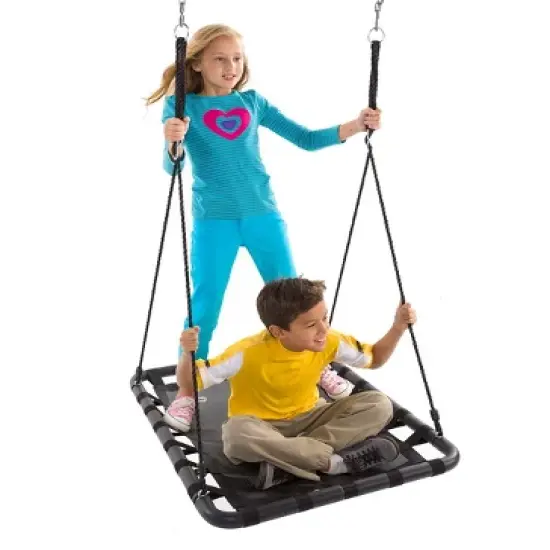 HearthSong - Mega Mat Rectangular Platform Tree Swing for Kids with Thick, Webbed Matting and Steel Frame image {12}