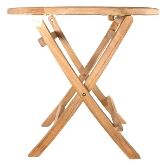 Nordic Teak 20" Natural Outdoor Round Folding Side Table image {9}