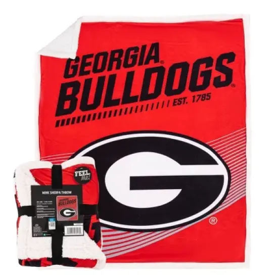 NCAA Georgia Bulldogs New School Mink Sherpa Throw Blanket image {2}