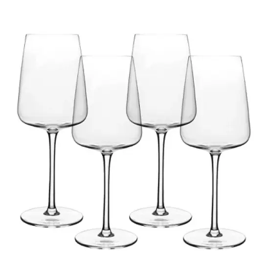 over&back Set of 4 12oz Modern Contemporary Stem Mouth-Blown Glasses Clear image {13}
