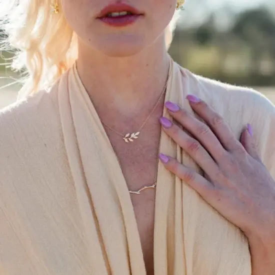Sanctuary Project by sanctuaire Dainty Olive Branch Necklace Rose Gold image {1}