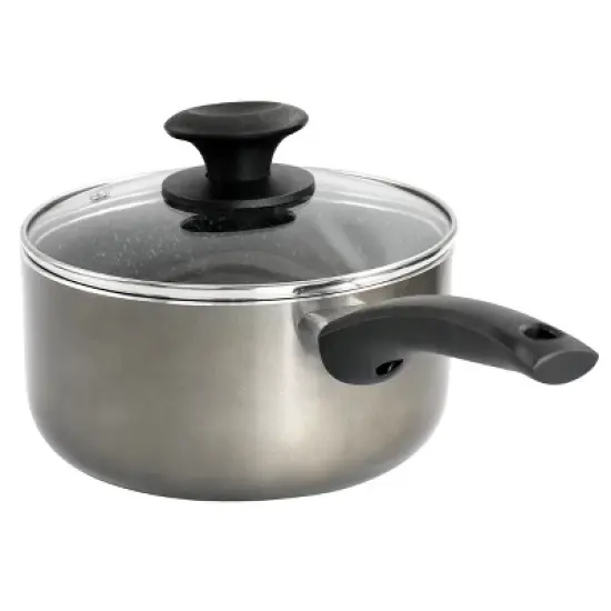 Oster 2.5 Quart Merrion Nonstick Aluminum Saucepan with Lid in Metallic Grey image {6}