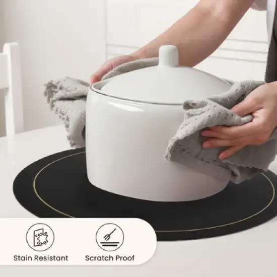 REGALWOVEN Faux Leather Heat Resistant Waterproof Wipeable Place Mats 6 Pcs image {5}