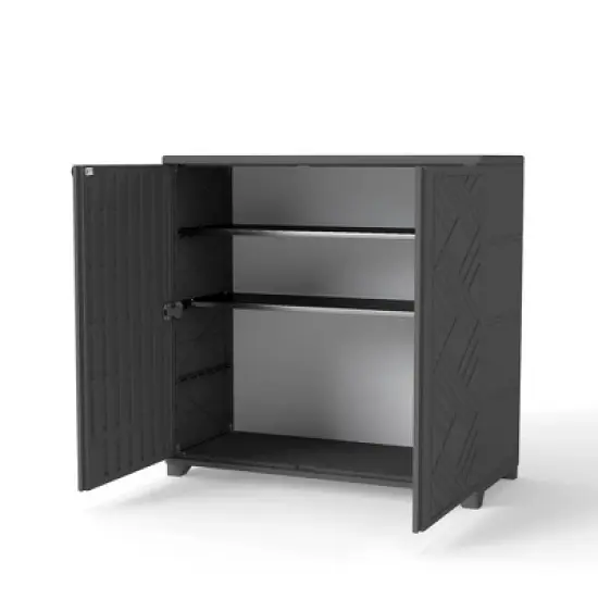 Decksplore Weatherproof Storage Cabinet - Horizontal Outdoor Shed Tucks Under Fences for Patios/Backyards image {8}