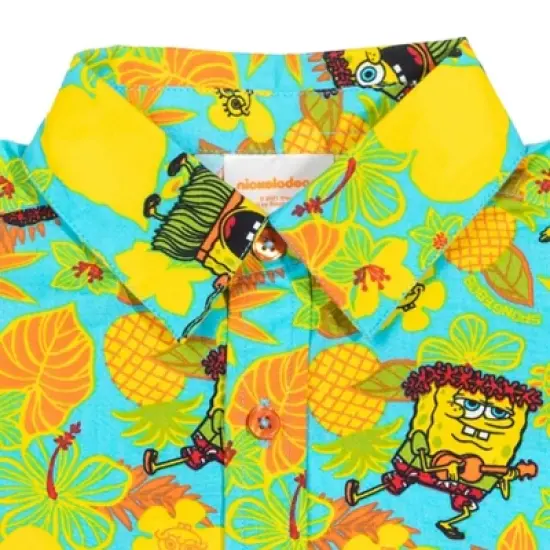 SpongeBob SquarePants Short Sleeve Button Down Shirt Blue image {4}