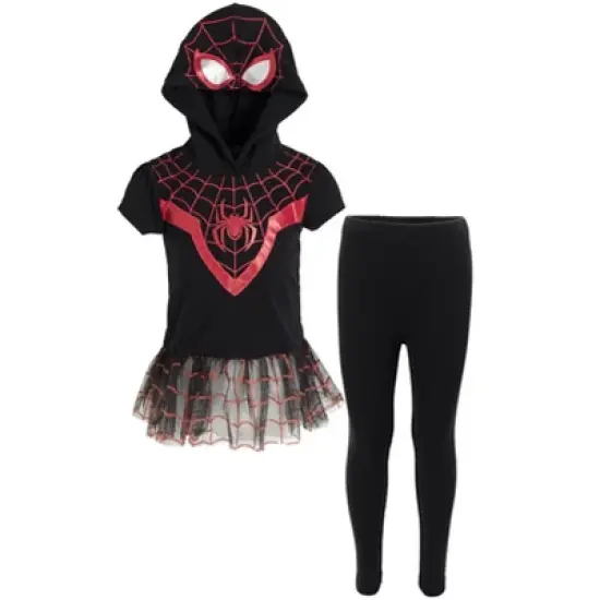 Marvel Avengers Spider-Man Spider-Gwen Captain America Miles Morales Girls Cosplay T-Shirt and Leggings Toddler to Little Kid image {12}