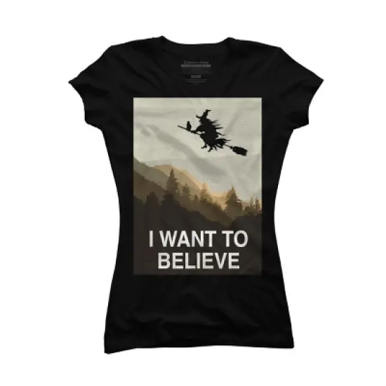 Junior's Design By Humans Halloween: I want to believe By RedCowTees T-Shirt image {3}