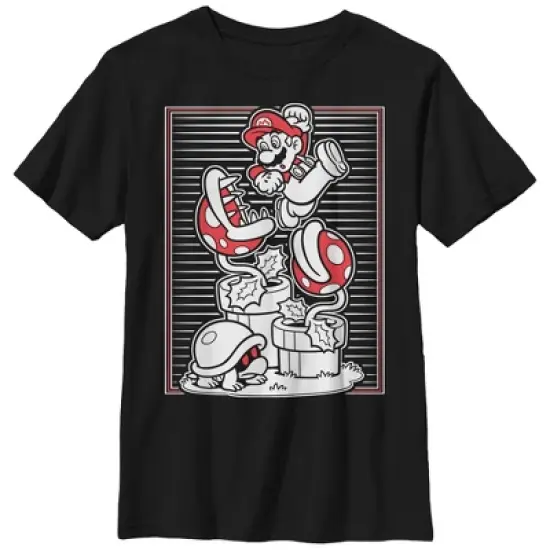 Boy's Nintendo Jumping Mario Over The Piranha Plants T-Shirt image {5}