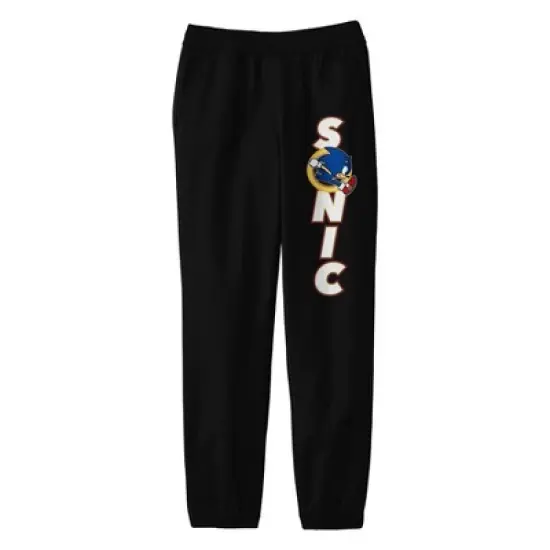 Sonic The Hedgehog Modern Vertical Logo Youth Boys Black Sweatpants image {3}