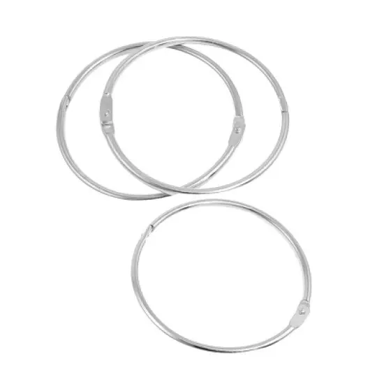 Unique Bargains Metal Staple Book Binder Loose Leaf Rings Keychain 2.7" Diameter 3 Pcs image {4}