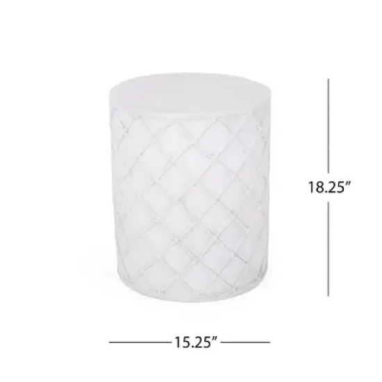 Kumasinova 18.2"Concrete Outdoor Side Table,Patio End Table,Stylish Accent Table for Poolside,Porch&Living Room,Minimalist Outdoor Furniture,White image {1}