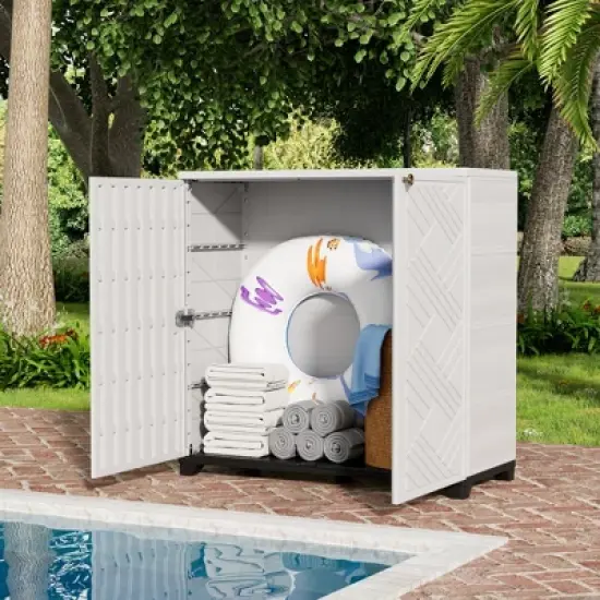 Yardgrace Weather Resistant 75Gal Storage Cabinet with Adjustable Shelves image {11}