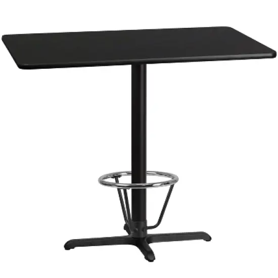 Flash Furniture 30'' x 48'' Rectangular Laminate Table Top with 23.5'' x 29.5'' Bar Height Table Base and Foot Ring image {3}