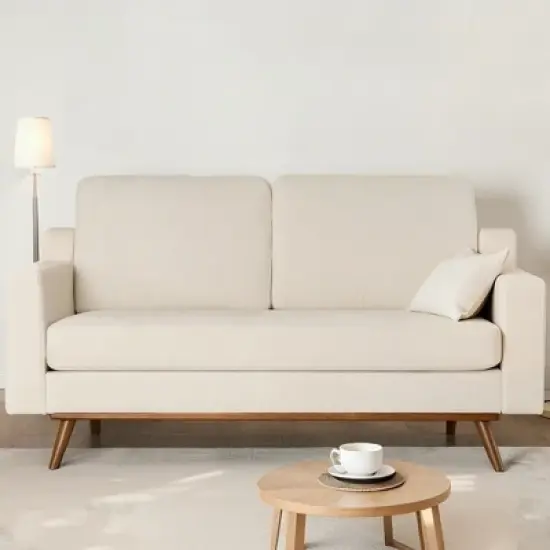 Dyonery 65.4" Comfy Loveseat Couches for Living Room Mid Century Modern Small Couch with Spring Cushion,Solid Wood Frame,Tool-Free Assembly image {9}