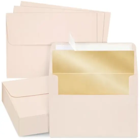Best Paper Greetings 50 Pack Blush Pink Envelopes 5x7 with Bronze Lining, A7 Size for Wedding Invitations, Self-Adhesive Peel and Stick image {8}