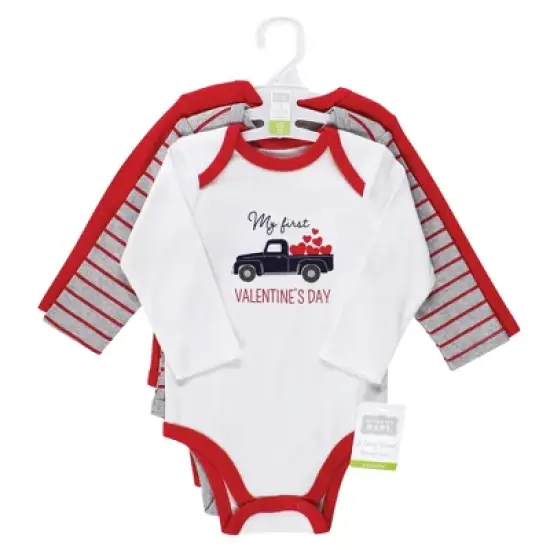 Hudson Baby Infant Boy Cotton Long-Sleeve Bodysuits, Valentine Truck image {1}
