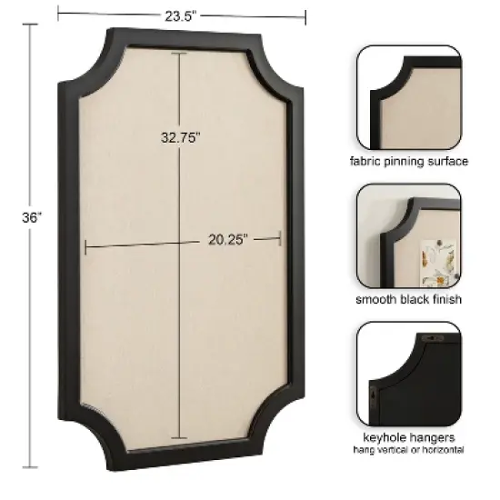 Kate & Laurel All Things Decor Hogan Framed Scalloped Decorative Wall Pinboard image {1}