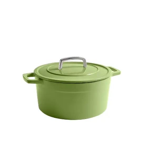 Martha Stewart 5qt Enameled Cast Iron Dutch Oven with Lid Bay Leaf: Oven-Safe, Smooth Surface Induction Compatible image {7}