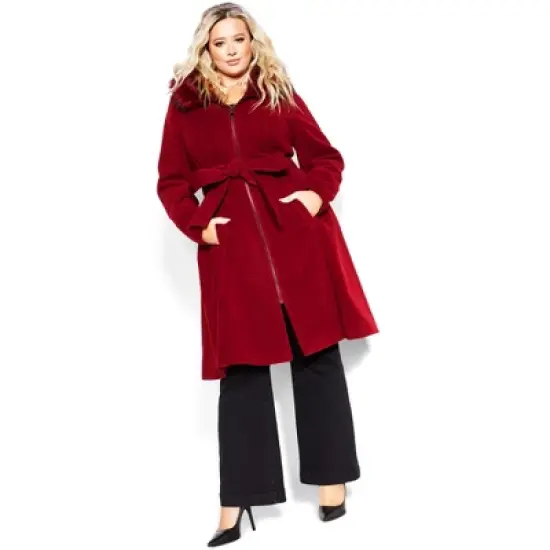 Women's Plus Size Miss Mysterious Coat - dark cherry | CITY CHIC image {3}