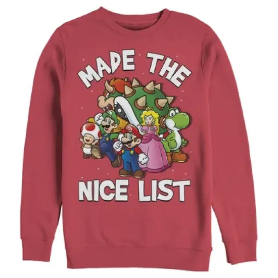 Men's Nintendo Mario Character Nice List Sweatshirt image {2}