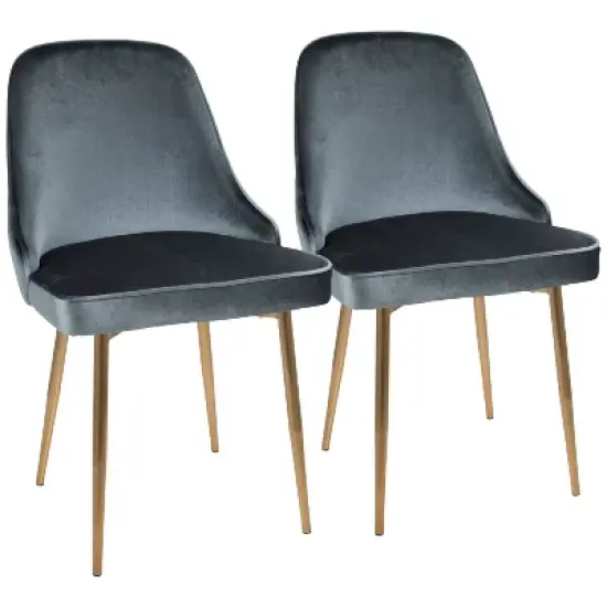 Set of 2 Marcl Contemporary Dining Chair Gold/Blue - LumiSource image {9}