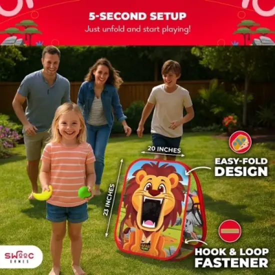 Swooc Games - Safari Sling&trade; | 2-in-1 Bean Bag Toss Game for Kids | 5-Second Setup Kids Cornhole Game Set | Outdoor Toddler Activities | Backyard Games image {2}