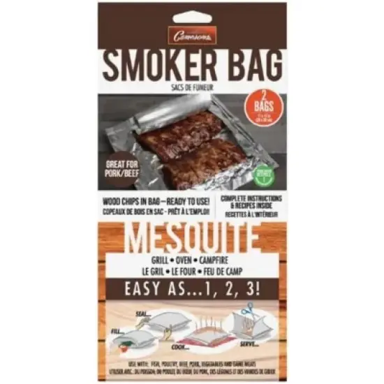 Camerons Smoker Bags- Mesquite Smoking Bags 2 Pack (11" x 12")- Easily Infuse Natural Wood Flavor into Food- Ready-to-Use w/ Wood Chips Built Inside image {4}