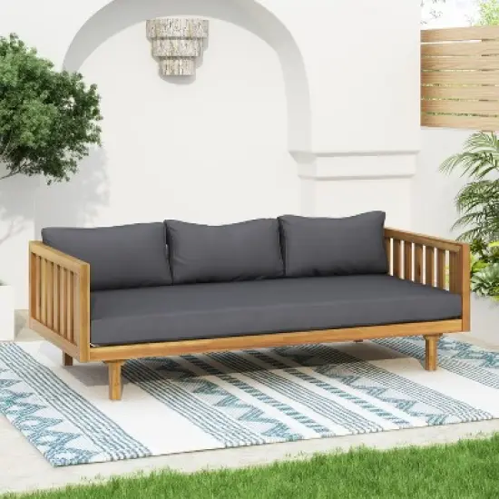 GDFStudio Bordeaux Acacia 3-Seater 67" Outdoor Sofa with Water-Resistant Cushions image {11}