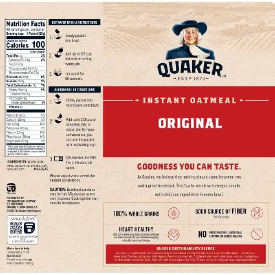 Quaker Instant Oatmeal Original - 47.4oz / 48ct image {2}