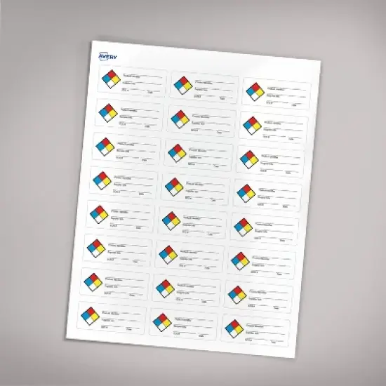 Avery NFPA Secondary Container Labels, Waterproof, Chemical Resistant, Preprinted, Handwrite-Only, 1" x 2.5", 600 NFPA Labels image {5}