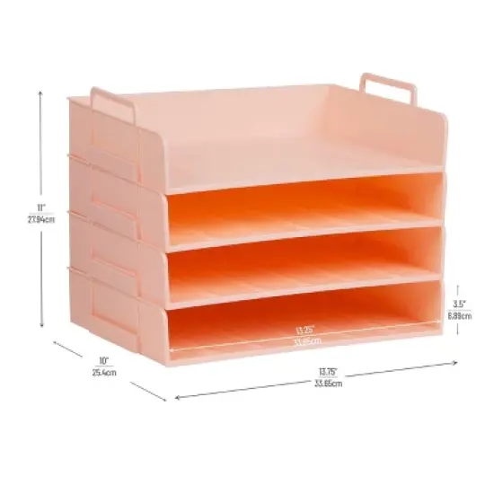 Mind Reader Organizer File Storage Plastic Pink image {2}