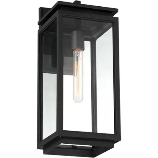 Possini Euro Design Modern Outdoor Wall Light Fixture Matte Black 18" Clear Glass for Post Exterior Barn Deck House Porch Yard image {4}