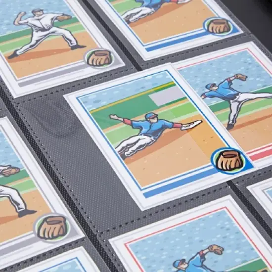 Bright Creations 9 Pocket Trading Card Binder with Zipper, Holds up to 360 Cards, 14 x 11 In, Black & Gold Faux Leather image {4}