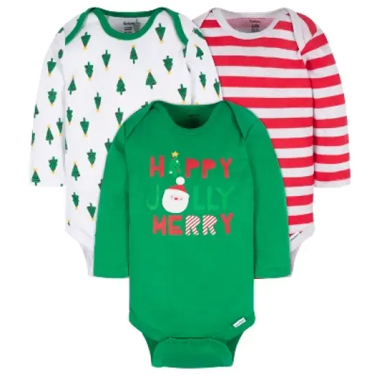 Gerber Baby Neutral Holiday Onesies Bodysuits, 3-pack image {7}