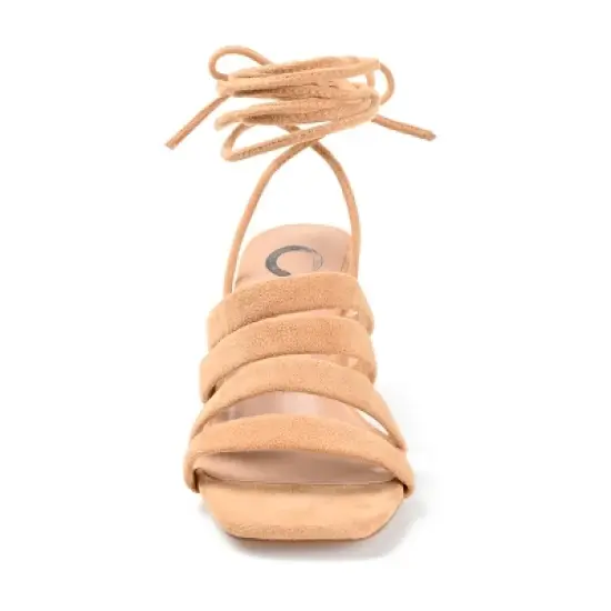 Journee Collection Womens Sevyn Open Square Toe Block Heel Sandals Tan 10 image {5}