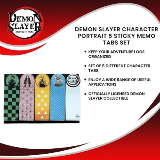 Surreal Entertainment Demon Slayer Character Portrait 5 Sticky Memo Tabs Set image {6}