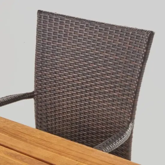 Cooper 6pc Acacia Wood and Wicker Dining Set - Brown - Christopher Knight Home image {5}