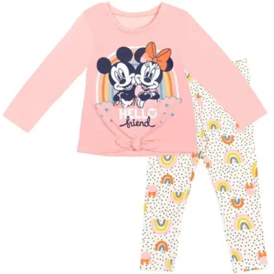 Disney Minnie Mouse Mickey Mouse T-Shirt and Leggings Outfit Set Infant to Big Kid image {9}
