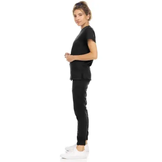 MediChic Womens 8-Pocket Scrubs Set- V-Neck with 4-Pocket Jogger Scrub Pants image {2}