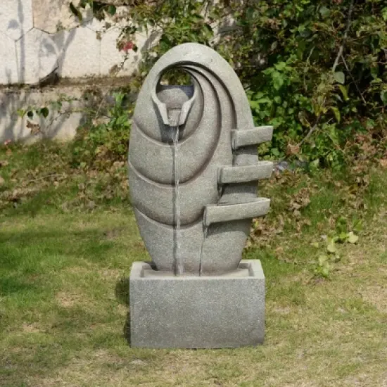 Teamson Home 31" Polyresin 3-Tier Cascading Oval Fountain Gray image {1}