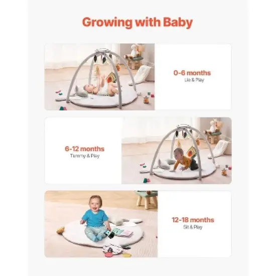 Baby Play Gym Mat Tummy Time Activity Mat with 5 Sensory Toys 39.1" x 32.7" image {1}