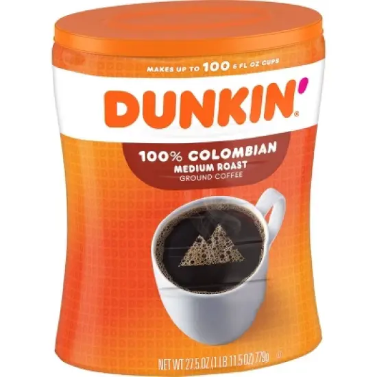 Dunkin Canister Colombian Medium Roast Coffee - 27.5oz image {3}