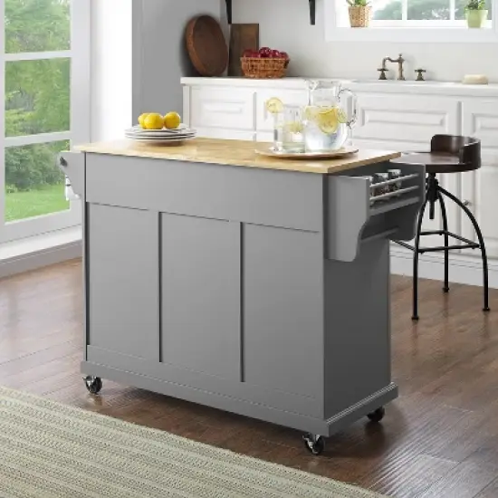 Natural Wood Top Kitchen Cart/Island Vintage Gray - Crosley image {6}
