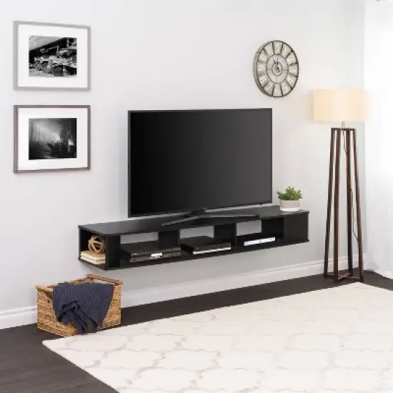 70" Wall Mounted TV Stand for TVs up to 75" Black - Prepac image {3}