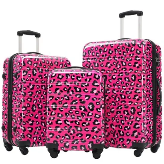 Aukfa 3-Piece Leopard Print Lightweight Hard Shell Expandable Luggage Set with TSA Lock, Available Sizes 20" 24" 28", Multi-Color image {11}