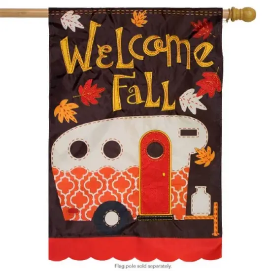 Fall Camper Applique House Flag Autumn Camping RV 28" x 40" Briarwood Lane image {1}