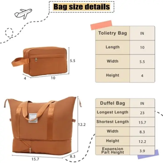 NAYSAYE Luggage Softside Expandable 3 Piece Luggage Set with Duffel Bag TSA Lock Spinner Wheels for Travel, Orange, 31.78"*20"*12.33" image {3}